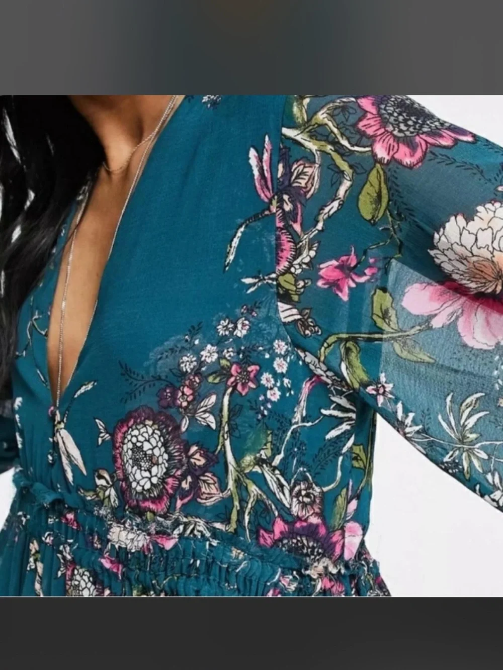 Free People Cherry Blossom Mini Dress in the Emerald Combo